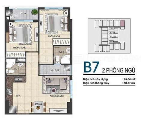 Thiết kế căn hộ 2PN B7
