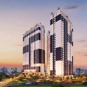 Phối cảnh tổng thể dự án căn hộ chung cư C Skyview Bình Dương Đường Trần Phú chủ đầu tư Quốc Cường Chánh Nghĩa
