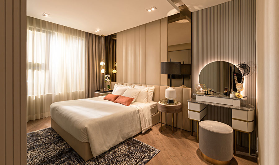 Phòng ngủ Master Lavita Thuận An được bố trí đơn giản